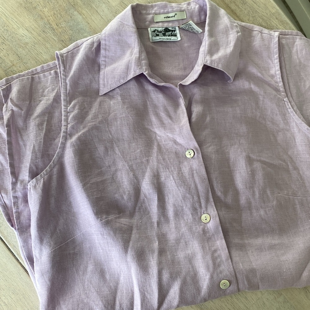 Edward 100% Pure Irish Linen Women’s Tunic Pastel Purple Size S Spring - Picture 8 of 9